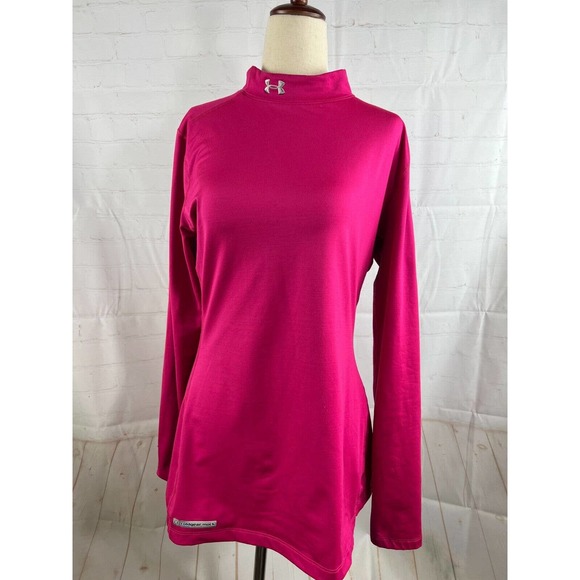 Under Armour Tops - Women’s Under Armour Fitted Cold Gear Compression Shirt Fuscia Pink Size XL EUC